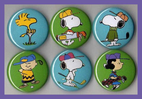 Peanuts Golf Set of 6 - 1 Inch Magnets