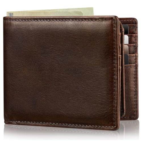 Image of Artpaxy Mens Wallet Bifold Genuine Leather RFID Blocking Wallet for Men with 2 ID Windows 11 Card Holders 2 cash pockets 1 Gift Box