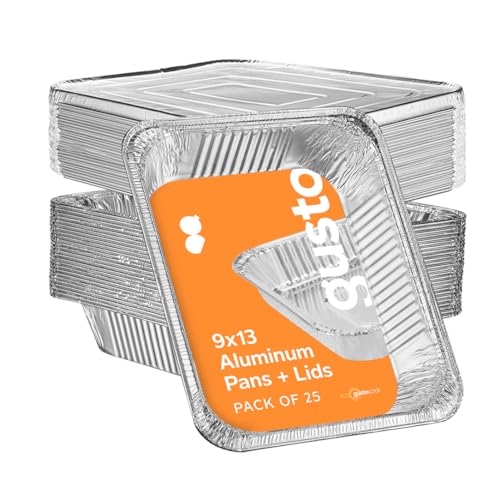 Image of [25 Sets] 9 x 13 Aluminum Foil Steam Table Pans With Lids - Half Size Deep