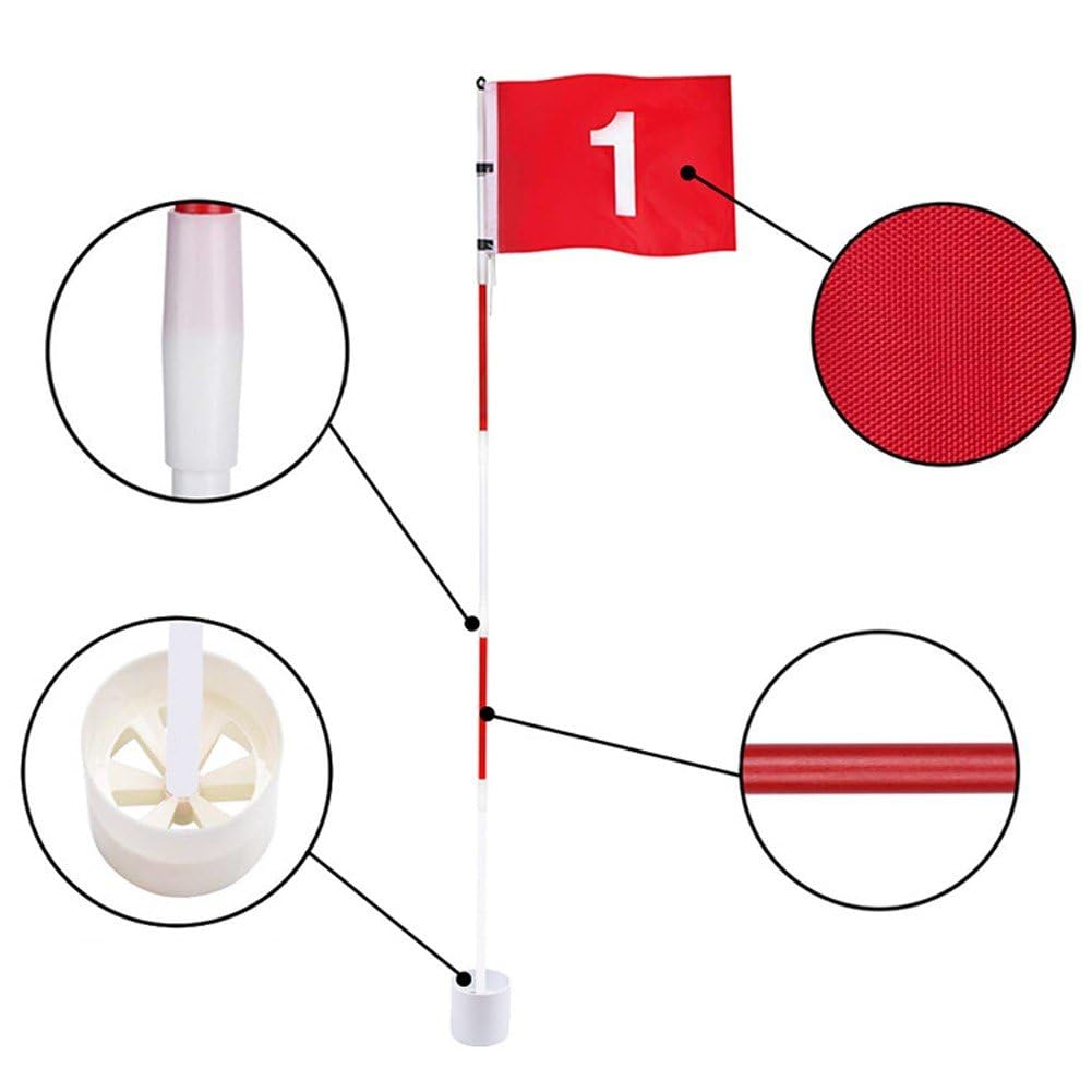 Drapeaux De Golf Drapeaux avec Tasses Pratique Putting Green Flag Golf Pole Pin Flaghole Golf Hole Cup Portable Mini Golf Flag Sticks pour Yard Golf Course