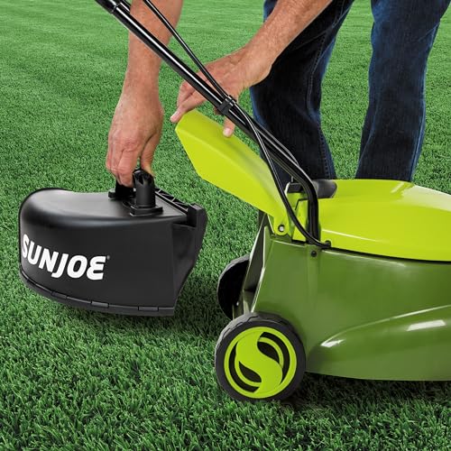 Image of Sun Joe Cordless Electric Push Lawn Mower with 10.6-Gal Bag and Safety Key, 14-Inch Cutting Width - Heavy-Duty Yard Trimmer for Gardening Care and Maintenance, MJ401C-XR