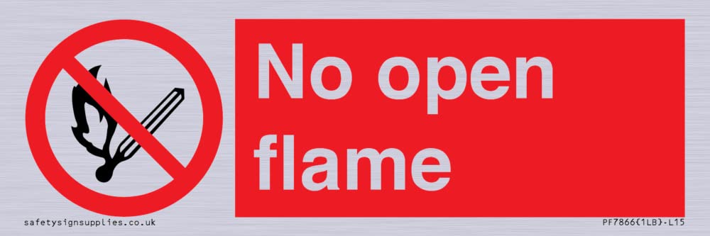 No open flame Sign - 150x50mm - L15