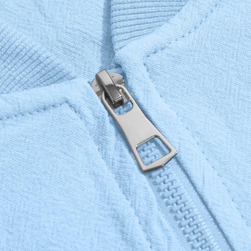 Thin Jackets for Men Light Bomber Full Zip Ribbed Coat with Pocket - image 5