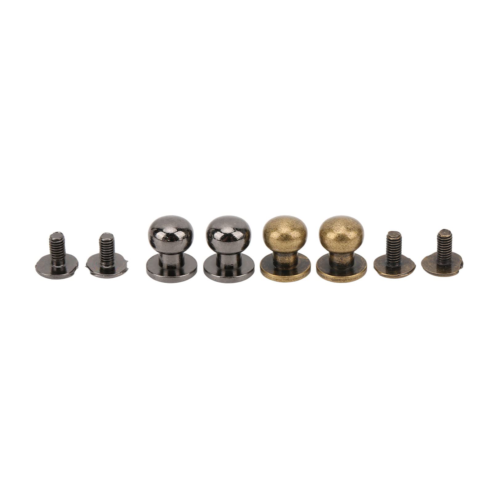 200 juegos de remaches monje de 9 x 8 mm, remaches de cabeza redonda de cobre puro ligero, sujetadores decorativos de cuero para ropa, zapatos, bolsos y collares para mascotas, (Plata Negro Bronce)