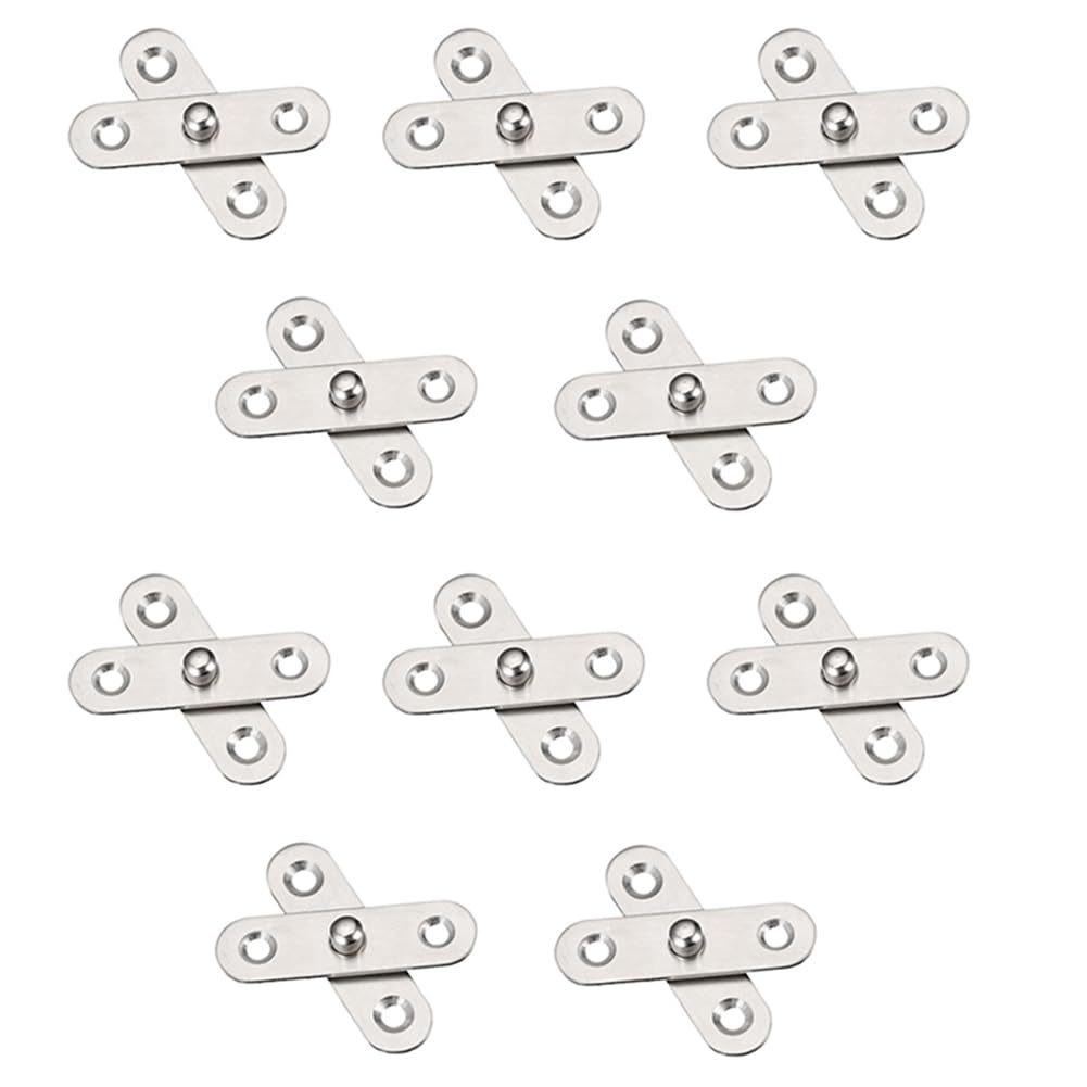 Ctrlzs 10Pcs Shed Door Hinges Kitchen Cabinet Hidden 360 Degree Rotation Pivot Stainless Steel Rotating Rotatable 57X16 Mm