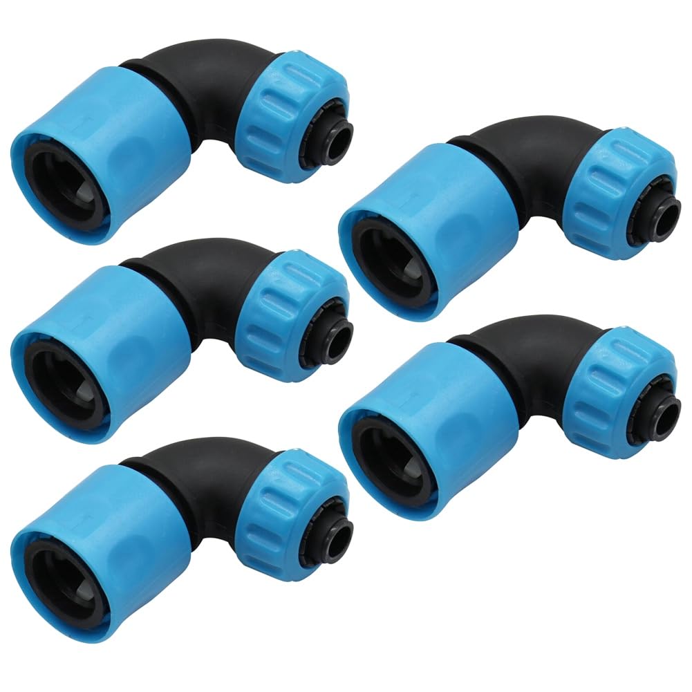 Littimoon 90 Degree Elbow Quick Connector 16mm ABS Garden Irrigation Car Wash Hose Quick Connect Faucet Connector