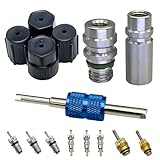 Air Conditioning Valve Core Kit | A/C R12 R134a Teflon Seal Refrigeration Air Conditioning High and Low Side Port Service Valve, Car & HVAC AC System Charging Port Seal Caps Kit