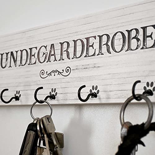 Interluxe Leinengarderobe - Hundegarderobe - Hunde Garderobe Leinenparkplatz Schild mit Wandhaken für Leinen Halsbänder Geschirre und Hundezubehör