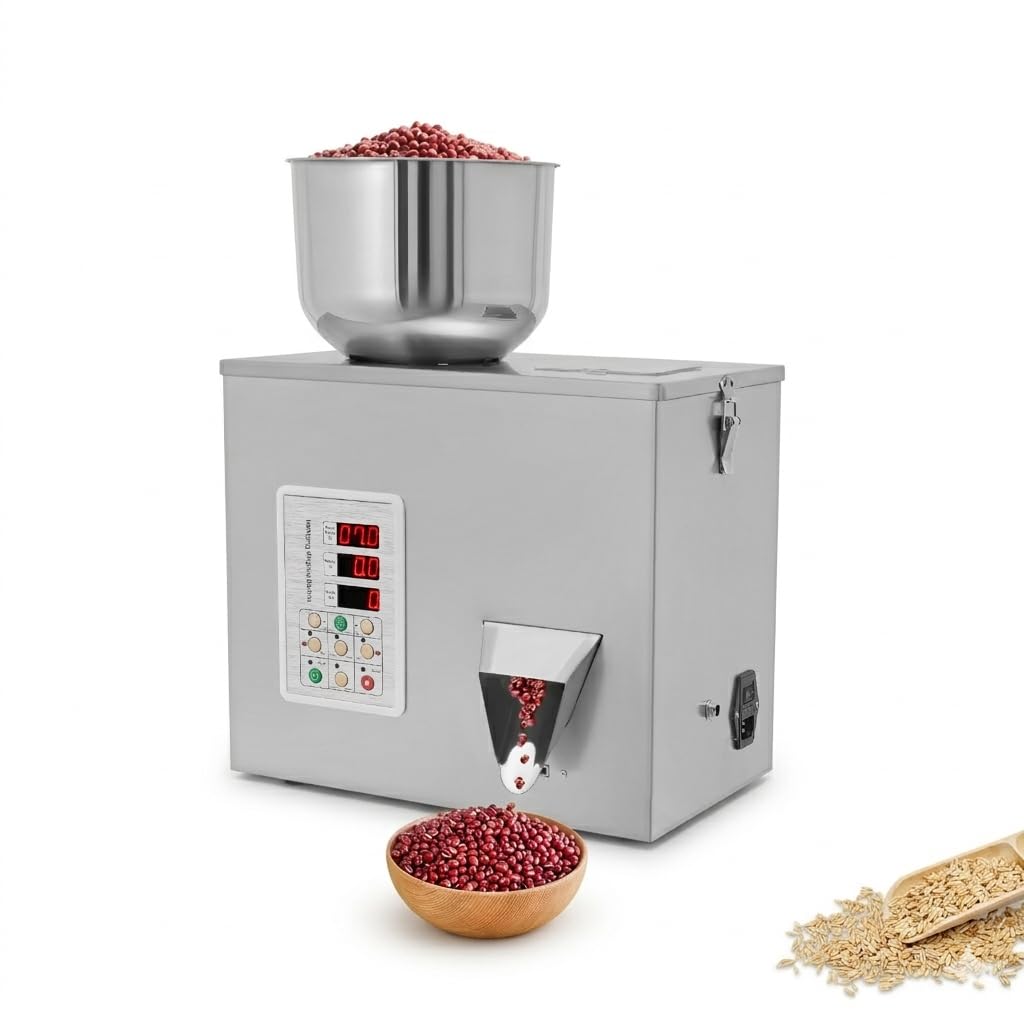 Automatische Abfüllmaschine 1-50g, Intelligente Partikelfüllmaschine & Wiegefüller Präzise Dosierung für Granulat, Tee, Getreide und Füllstoffe, Edelstahl Verpackungsmaschine für Flaschen und Beutel