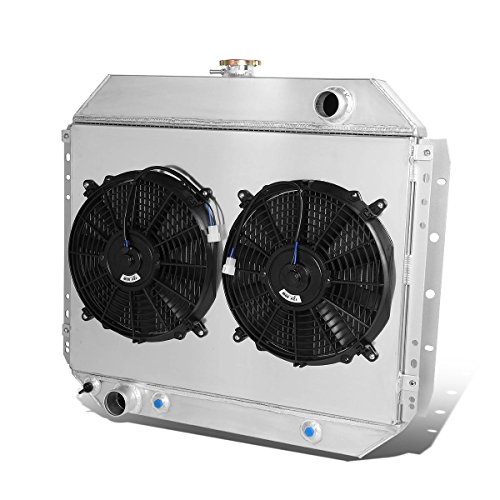 Auto Dynasty Aluminum Radiator Fan Shroud Assembly Compatible with 1968-1979 Ford F-Series Pickup/Bronco, 2-Row Bolt-on Cooling Radiator W/Fan Shroud - 5th 6th gen