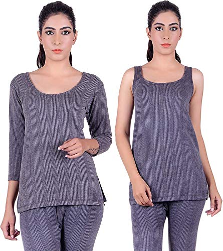 unix Women's Super Soft Thermal Winter Wear Body Warmer in Off White and Grey Top-picture-40