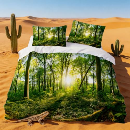 Housse de couette 240 x 260 forêt microfibre doux pour lit sans pli - 2