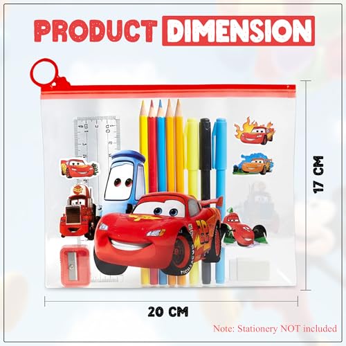 Image of GLUN Cartoon Print Pencil Pouch for Boys, Pack of 24 All Multi Translucent Printed Stationary Bag Organiser for School, Multi-Purpose Bag