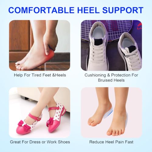 Image of Kids Heel Cups for Heel Pain - 1 Pair Sport Traction Shock Absorbing Lightweight Gel Heel Inserts for Kid's with Sensitive Heels, Heel Spurs, Plantar Fasciitis, or Ankle Pain by Plantarecover(Blue)