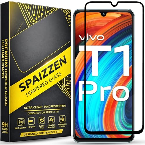 Image of Military-Grade Tempered Glass Screen Protector Compatible for Vivo T1 Pro with Edge to Edge Coverage and Easy Self Installation kit
