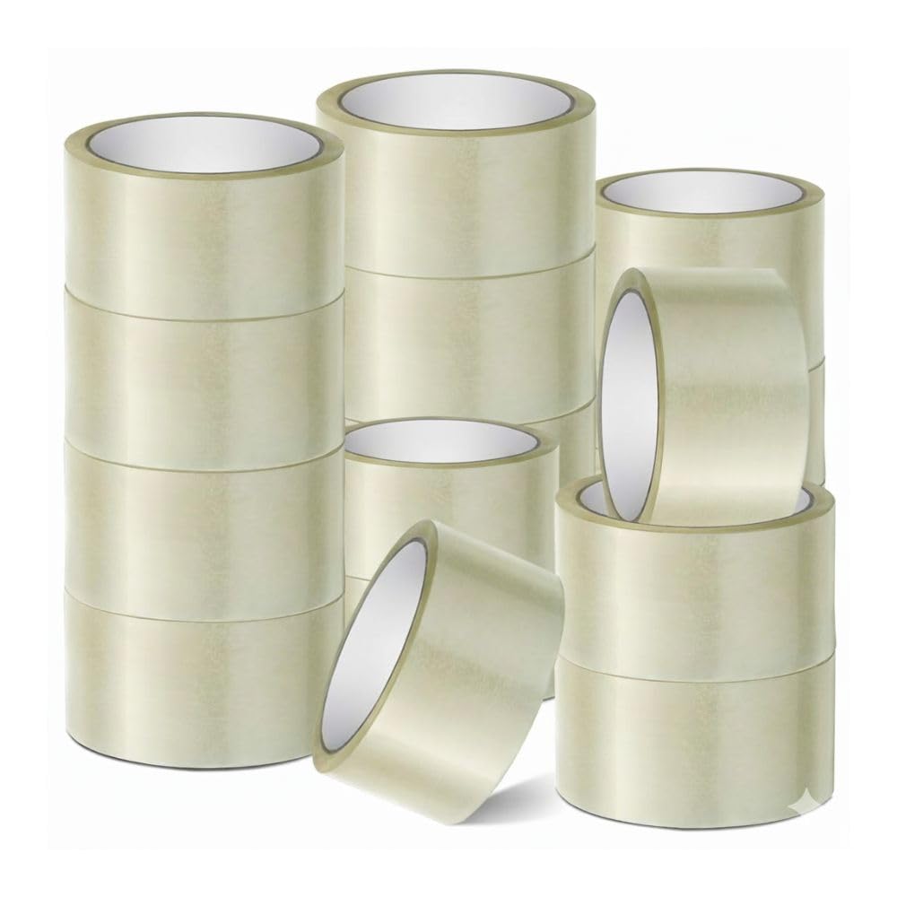 TaranNova 12 Rolls of 72mm x 66m Clear Packaging Tape - Heavy Duty, Low Noise, Secure & Strong Adhesive, Parcel Tape For Packing Boxes, Moving, And Long Term Storage