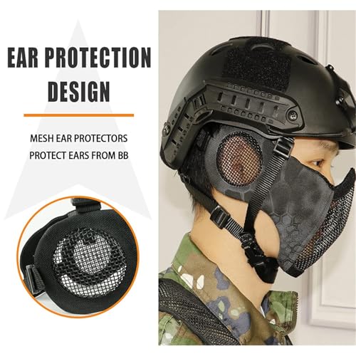 Ensemble demi-masque et casquette airsoft WLXW avec protection auditive - 5
