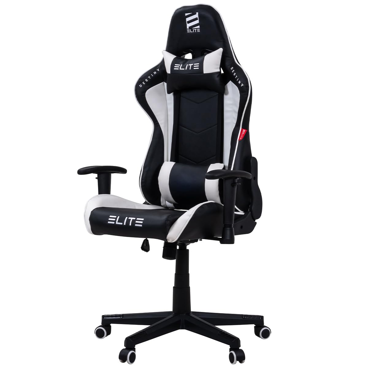 ELITE Gaming Stuhl MG200 Destiny | Ergonomischer Bürostuhl - Schreibtischstuhl - Chefsessel - Sessel - Racing Gaming-Stuhl - Gamingstuhl - Drehstuhl - Chair - Kunstleder Sportsitz (Schwarz/Weiß)