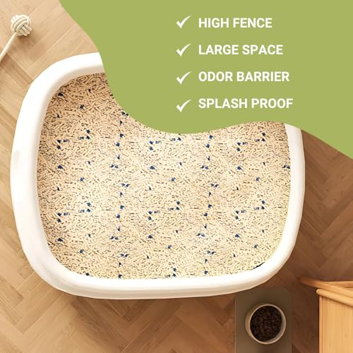 Image of Pets Empire Cat Litter Tray with Scoop | Cat Litter Tray Suitable for Kittens, Rabbit, Pet | Reduces Odor, Perfect Starter for Toilet Training (Green, Large)