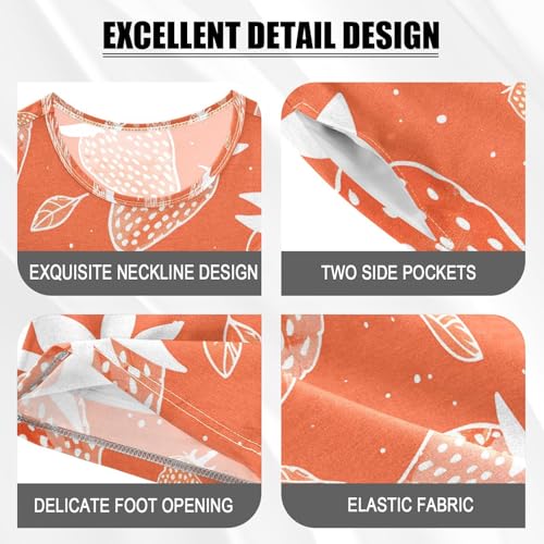 ALAZA Strawberry Leaves Pajamas Set Short Sleeve Cotton Sleepwear Summer Pjs 2 Piece 5-14Y4