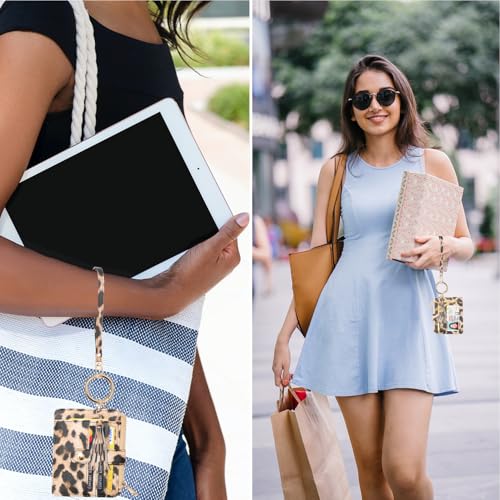 Image of COOLANS Silicone Bracelet Wristlet Wallet Credit Card Holder RFID ID Window Key Ring Tassel Slim Wallet Women Keychain Purse