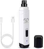 Casfuy Dog Nail Grinder Upgraded - Professional 2-Speed Electric Rechargeable Pet Nail Trimmer Painless Paws Grooming & Smoothing for Small Medium Large Dogs & Cats (White)
