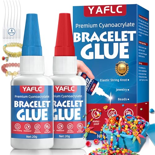 YAFLC Bracelet Jewelry Glue for Elastic String, Super Glue for Jewelry Making, Plastic Bracelet, Metal and Stone, Bead Charms, Punctuation Beads, DIY Crafts 40g
