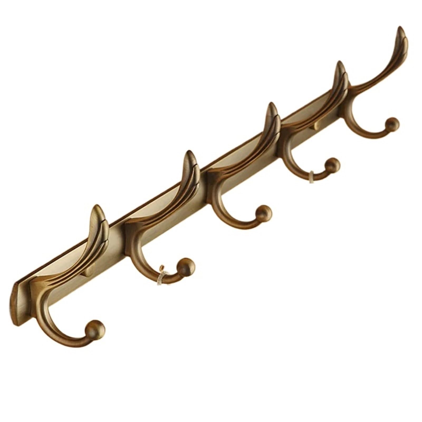 Mohuied One Color Brass Robe Hooks Robe Hook,Clothes, Antique Brass Finish,Bathroom Hardware Product Hooks, Accessories For Hanging Coat Robe Keys Clothes Bags(5 Hook)