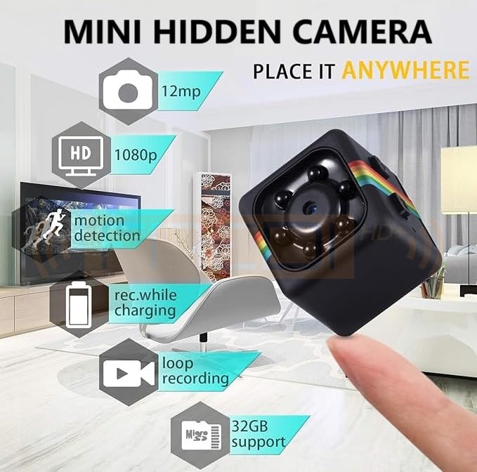Image of FREDI HD PLUS SQ11 Mini Camera | 1080P Full HD Recording | Compact Indoor Camera | Motion Detection | Loop Recording | USB Powered & Rechargeable | Micro SD up to 32GB