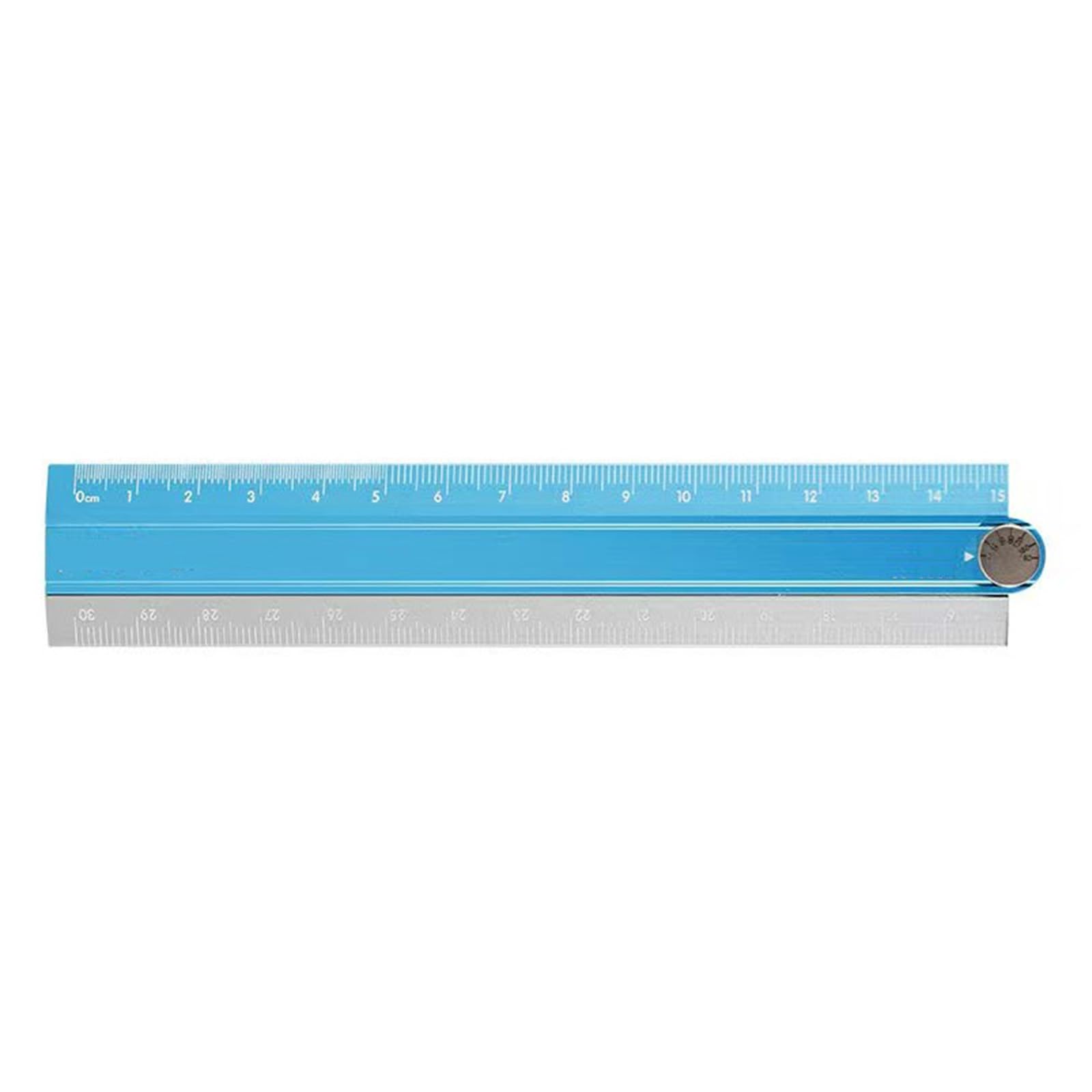 Zbiianxer Blue Gray Aluminum Alloy Ruler Multipurpose Measuring Tool Ergonomic Architect For Engineering Drafting Aluminum