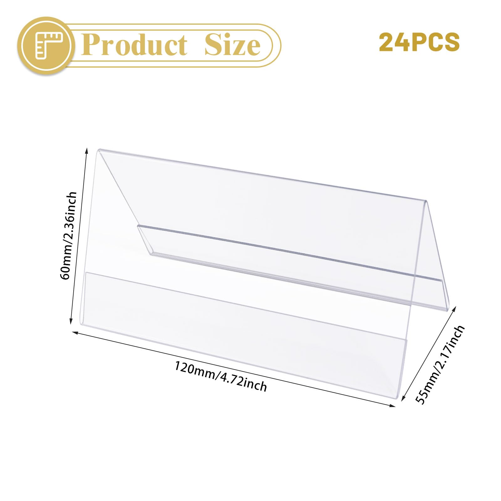 CHGCRAFT 24 Stück V-förmigen Namen Display Board Acryl Schreibtisch Name Platte Halter klar Kunststoff Regal Etikettenhalter für anwendbar auf Tabelle Nummer Lebensmittel Name, 4,7 x 2,3 Zoll