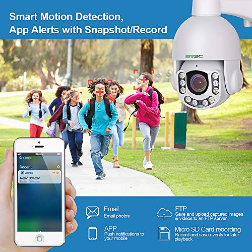 5Mp Wifi Ptz Camera Outdoor, Sv3C 5 Megapixel Pan Tilt 5X Optical Zoom Security Ip Cameras With Human Motion Detection, 200Ft Night Vision, Two-Way Audio, Sd Card Record, Metal Housing Waterproof,Rtsp #TOP4
