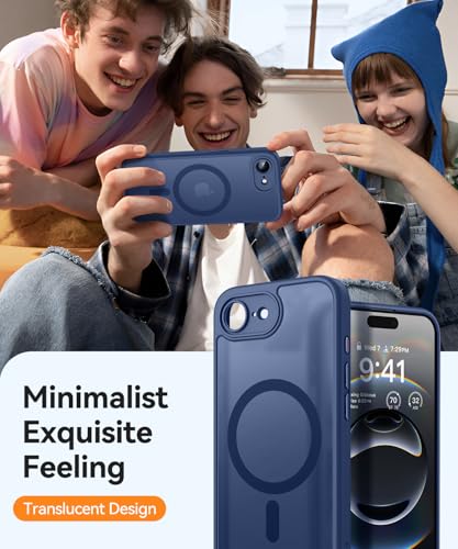 Image of CANSHN Magnetic for iPhone 17e / 16e Case, Upgraded [Full Camera Protection] [Compatible with Magsafe] [Translucent Matte] Shockproof Protective Phone Case for iPhone 17e / 16e - Deep Blue