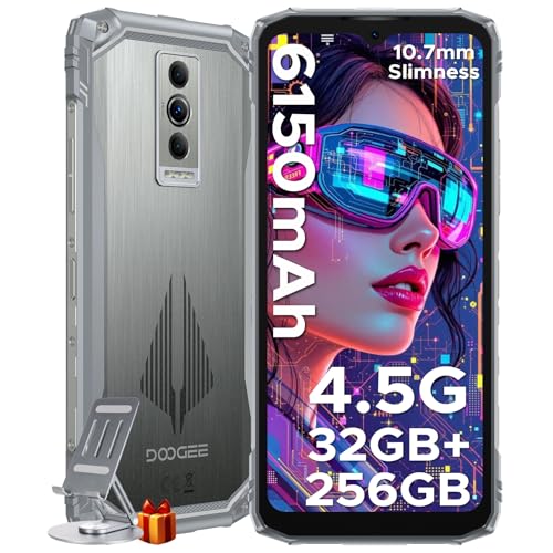 DOOGEE Blade 10 Pro Energy 4.5G Rugged Smartphone Unlocked,10.7mm Ultra-Thin,32GB+256GB/2TB Octa Core,6150mAh/18W,6.56”HD+90Hz Rugged Phone,Android 15,50MP AI+8MP Camera,NFC/Face ID/3 Card S