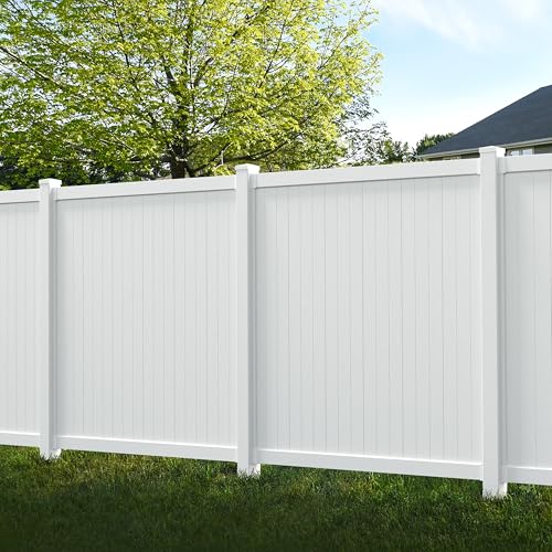 6ft H x 6ft W (1 Panel + 1 Post) Permanent No Dig WamBam Cambridge Fence Kit, Durable White Vinyl Privacy Fence, BL19110