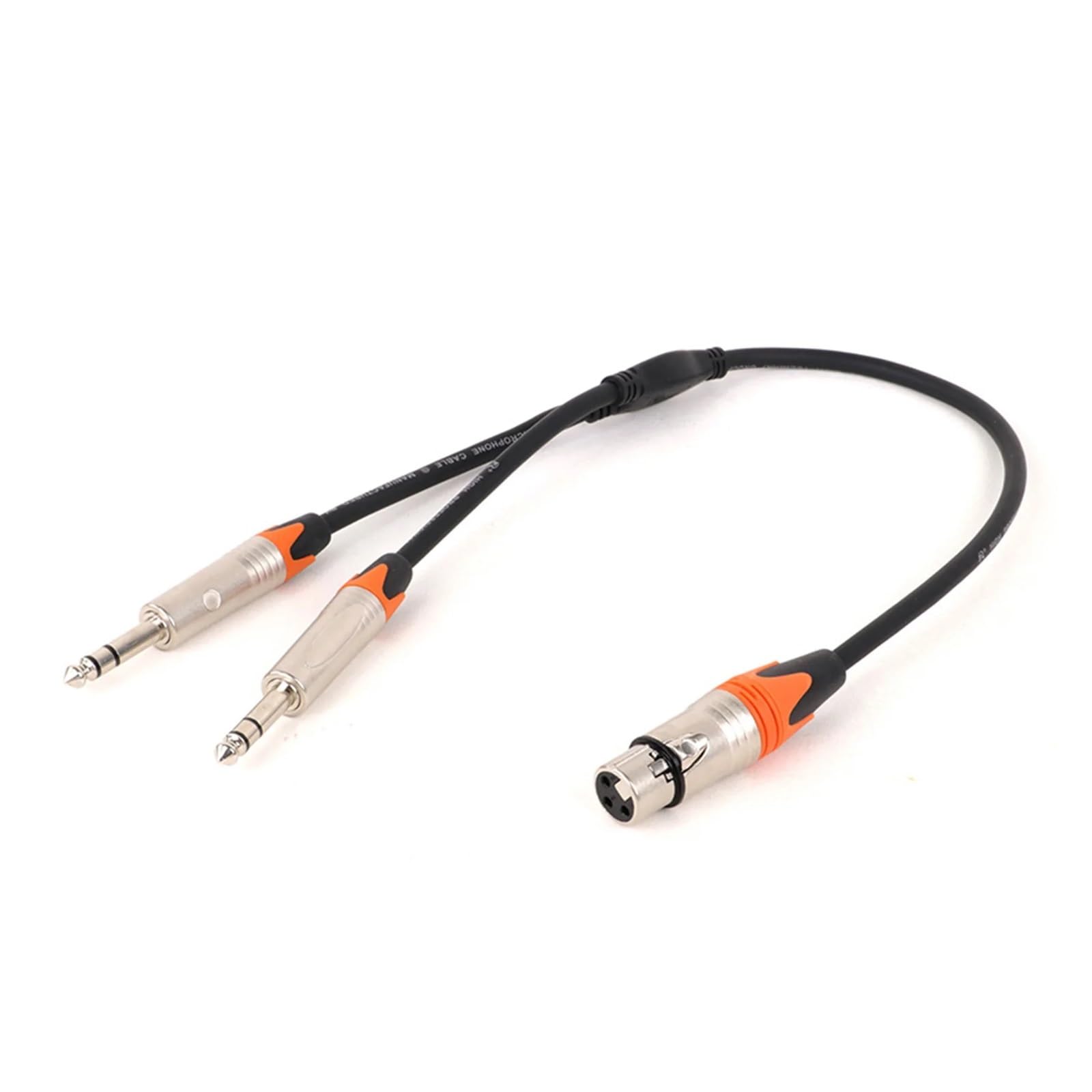 Câble adaptateur répartiteur en Y coloré 3 broches femelle/mâle vers double prise jack stéréo 6,35 mm for guitare, microphones, mixeurs(F-OR,0.5m)