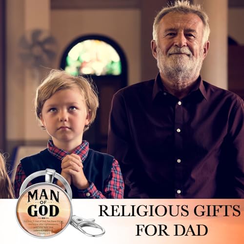 Image of 20 Pcs Christian Gifts for Father Day Man of God Keychains Bulk Religious Bible Verse Gift for Men Pastors Church (Classic)