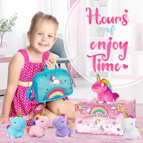 Image of KMUYSL Toys for 18 Months+ Year Old Girls, Plush Stuffed Animal with 5 Unicorn Babies in Plush Bag Toy, Soft Plush Toys Set, Christmas Birthday Gifts for 2 3 4 5 6 7 8 Girls Boys Baby, Toddler, Kids