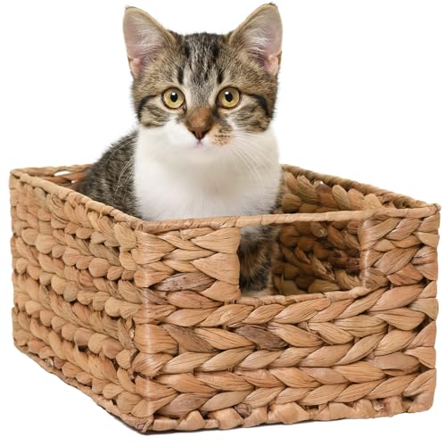 VIVANNO Flechtkorb Regalkorb Aufbewahrungskorb Wasserhyazinthe natur...