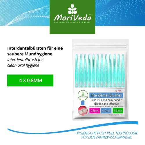 MoriVeda® NP-Vital Interdentalbürsten 0.8mm grün - Zahnzwischenraumbürsten mit Dental Labore entwickelt - Push-Pull Funktion - 12 Stück – Bild 5