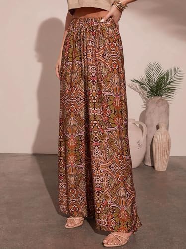 Women Pants Wide Leg High Waist Palazzo Pants Casual Loose Flowy Lounge Pant Boho 2025 Fall Vacation Outfits with Pockets2