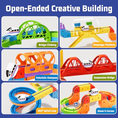 Image of KlickRail Electric Train Set Flexible Race Track for Kids 4 6 7 8 (Ultimate Set(152 Piece))