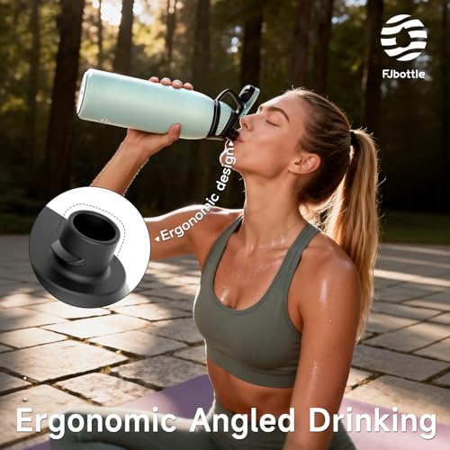Image of Fjbottle 24oz Stainless Steel Insulated Water Bottle No Straw Spout Lid | Leakproof Keeps Cold 24H, Double Wall Vacuum Insulated, BPA Free, Easy to Clean Sports Water Bottle for Gym Hiking & Outdoor