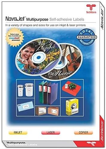 NovaJet Multipurpose Label for Inkjet/Laser Printer 1 Label (Size of Lable 210 mm x 297 mm) in A4 Sheet (100 Sheet)