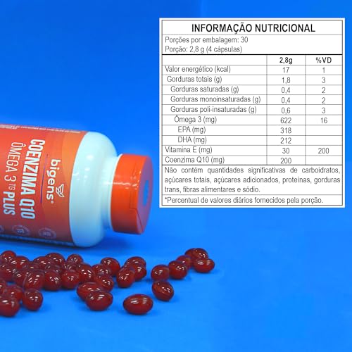 Coenzima Q10 200mg + Ômega 3 TG Plus + Vitamina E 120 Cápsulas Bigens (Unidade)
