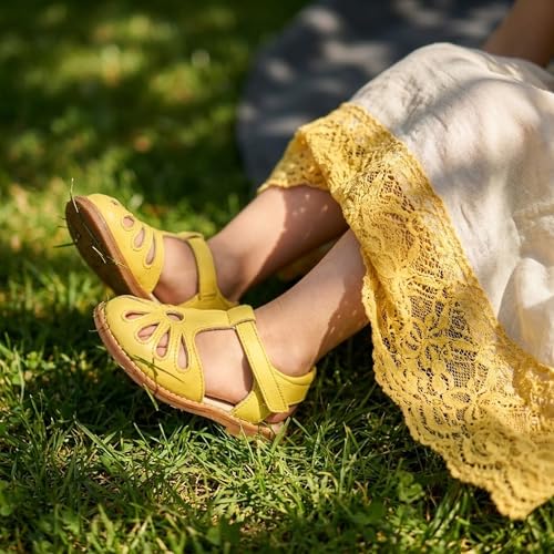Image of THEE BRON Toddler Girls Closed-Toe Sandals Sweet Retro Cutout Summer Dress Shoes