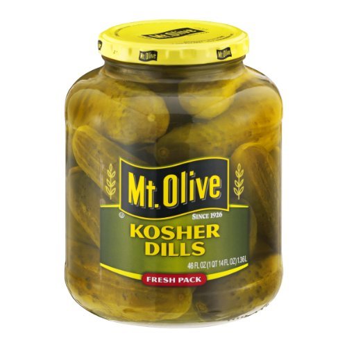 Mt. Olive Pickles 46oz Glass Jar (Pack of 4) Select Flavor Below (Whole Kosher Dills)