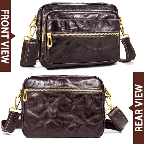 Genuine Leather Messenger Bag for Men Real Leather Small Crossbody Shoulder Bags Carry on Pouch Sling Satchel Purse2