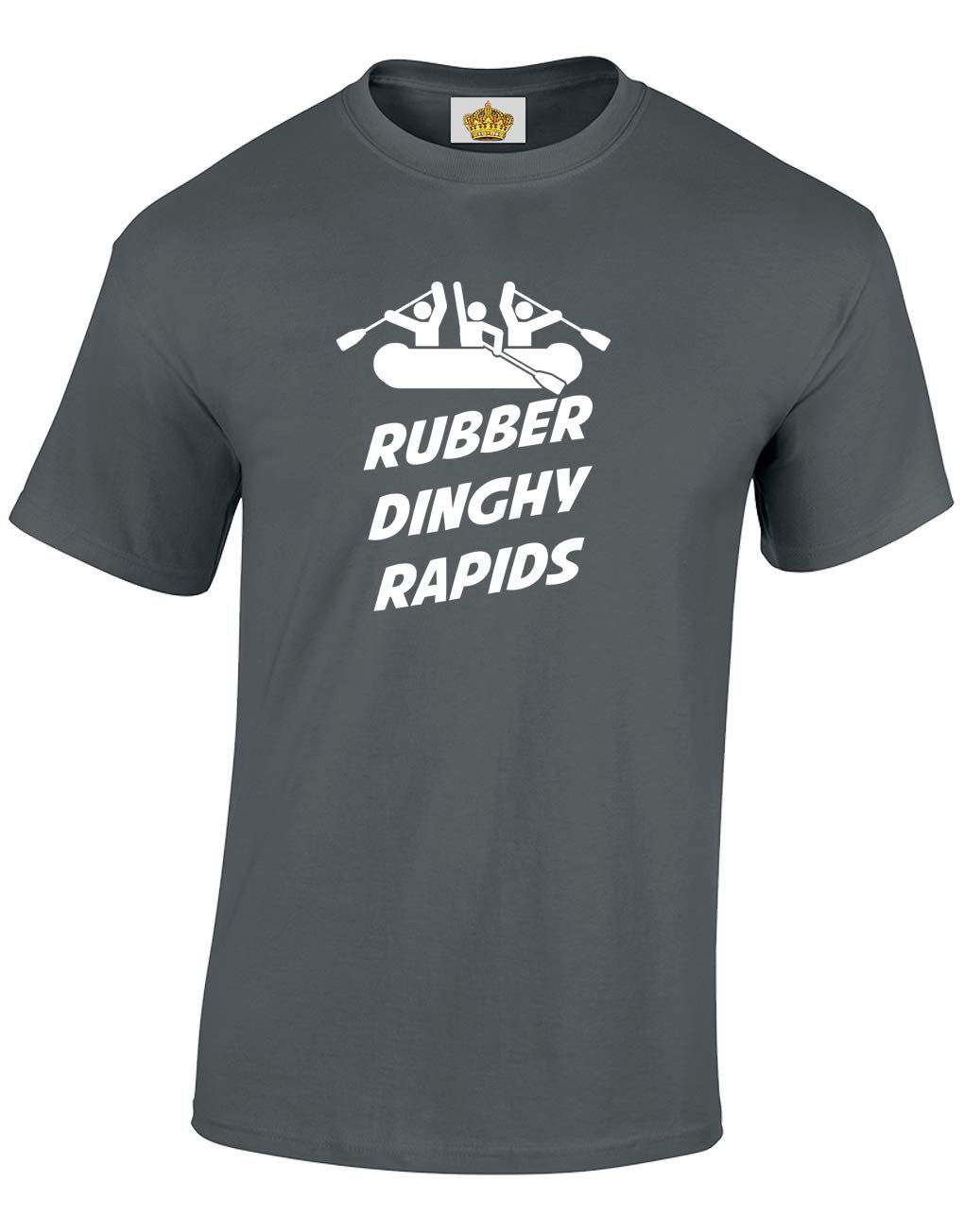 Crown Designs Rubber Dinghy Rapids Novelty Gift for Men & Teenagers T-Shirts Tops (Charcoal/Large)
