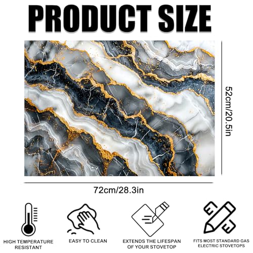 Image of Nuxovilar Stove Top Cover for Electric Stove, 20x28 Inch Polyester Glass Cooktop Protector with Agate Pattern with Gold Veins, for Kitchen Decor & Daily Use
